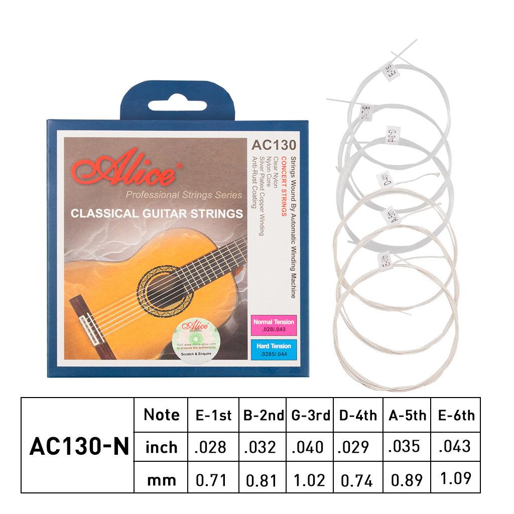 Alices AC130-N Classical Guitar Strings Set 0.028-0.043 Coated Copper Alloy Wound Plated Steel 4 Strings - MRSLM