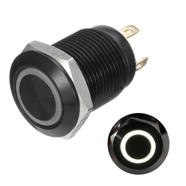 12v 4 Pin 12mm Led Light Metal Push Button Momentary Switch Waterproof Black - MRSLM