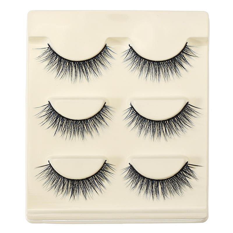 3D False Eyelashes Set Blue False lashes Makeup Natural Eyelashes Extension for Party - MRSLM
