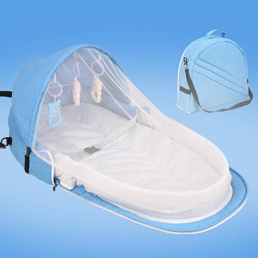 Foldable Multi-function Cotton Baby Bed Portable Crib With Net and Toys For Infant - MRSLM