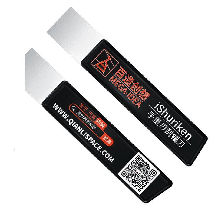 Qianli iShuriken Memory Metal Solder Paste Tin Scrapers Wear-resistant Flat Oblique Mouth for iPhone Plant Tin Net Repair Tools - MRSLM