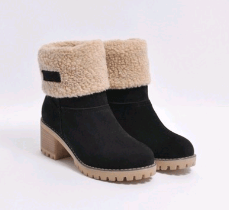 Mid-Tube Thick Heel Suede Snow Boots - MRSLM