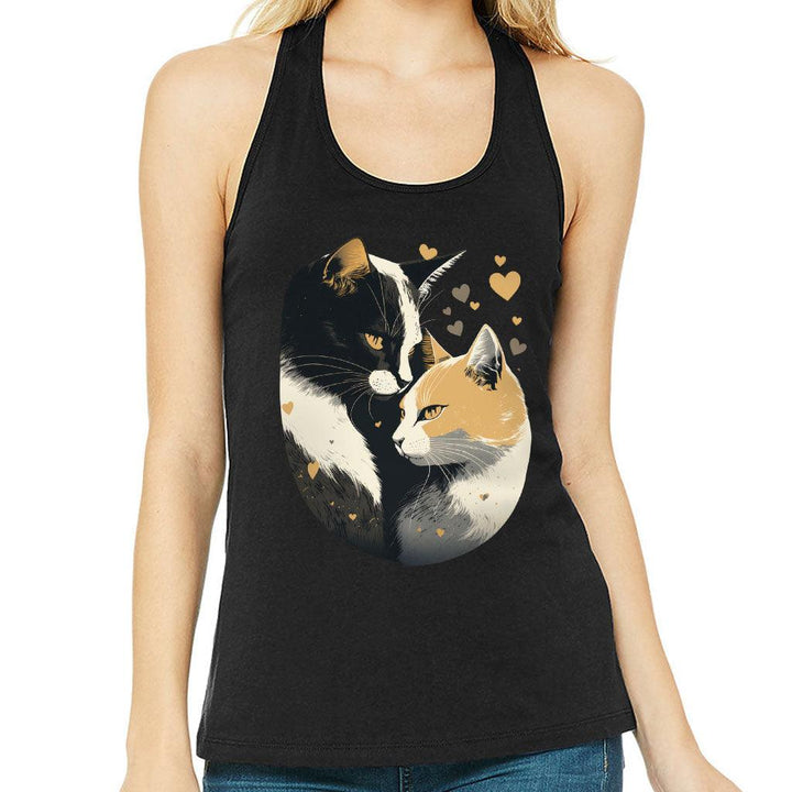 Cat Love Women's Racerback Tank - Couple Style Tank Top - Printed Workout Tank - MRSLM