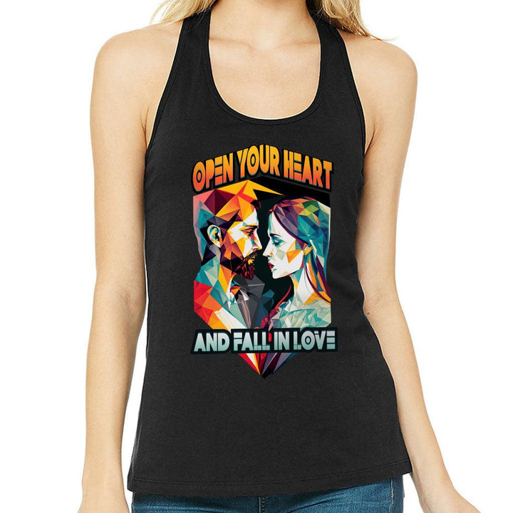 Fall in Love Women's Racerback Tank - Unique Tank Top - Geometric Workout Tank - MRSLM