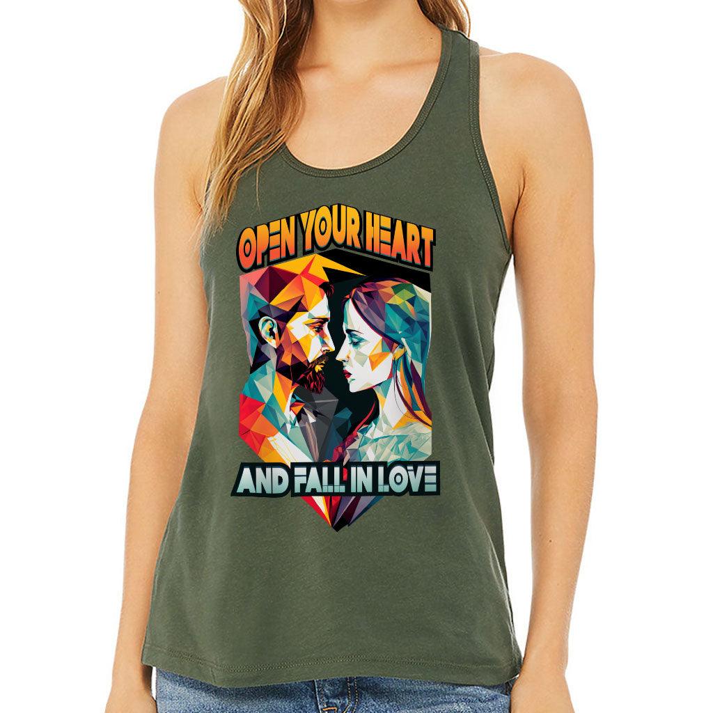 Fall in Love Women's Racerback Tank - Unique Tank Top - Geometric Workout Tank - MRSLM