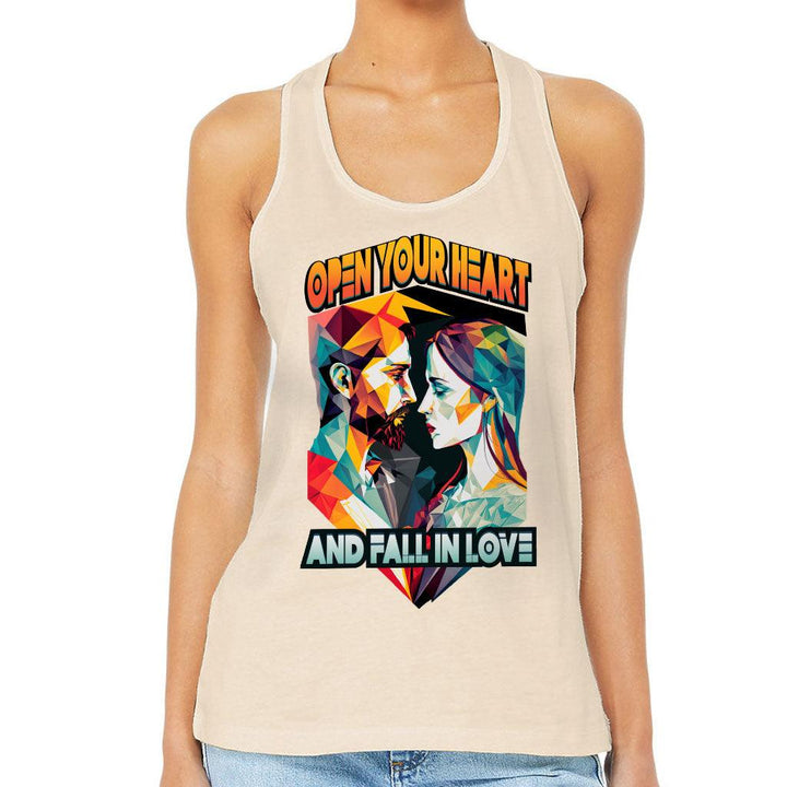 Fall in Love Women's Racerback Tank - Unique Tank Top - Geometric Workout Tank - MRSLM