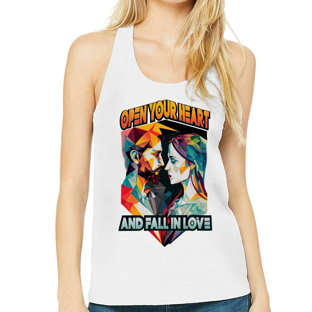 Fall in Love Women's Racerback Tank - Unique Tank Top - Geometric Workout Tank - MRSLM