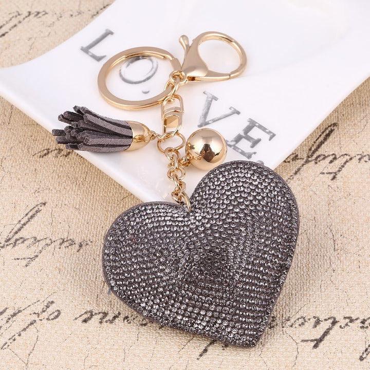 Heart Shaped Keychain with Crystals