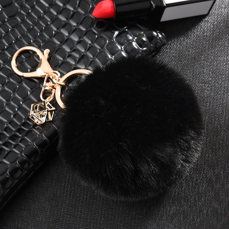 rabbit fur ball keychain, view 30 - MRSLM