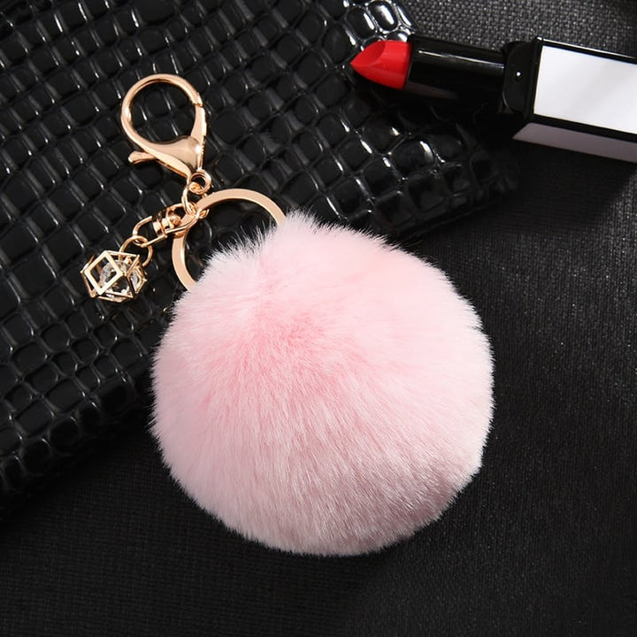 Rabbit Fur Ball Keychain