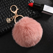rabbit fur ball keychain - MRSLM