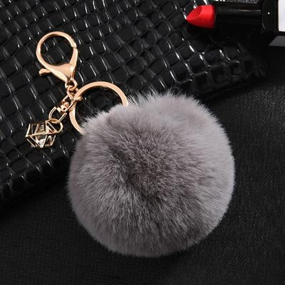 rabbit fur ball keychain, view 6 - MRSLM