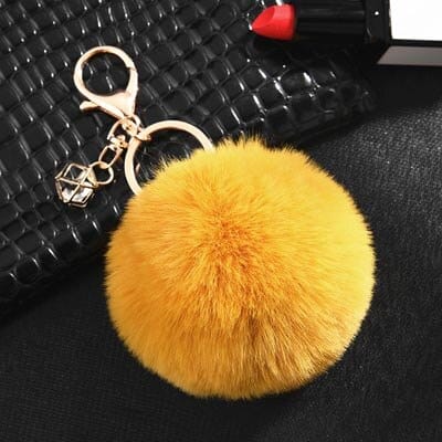 Rabbit Fur Ball Keychain