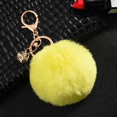 Rabbit Fur Ball Keychain