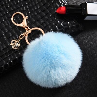 Rabbit Fur Ball Keychain