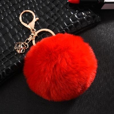 Rabbit Fur Ball Keychain