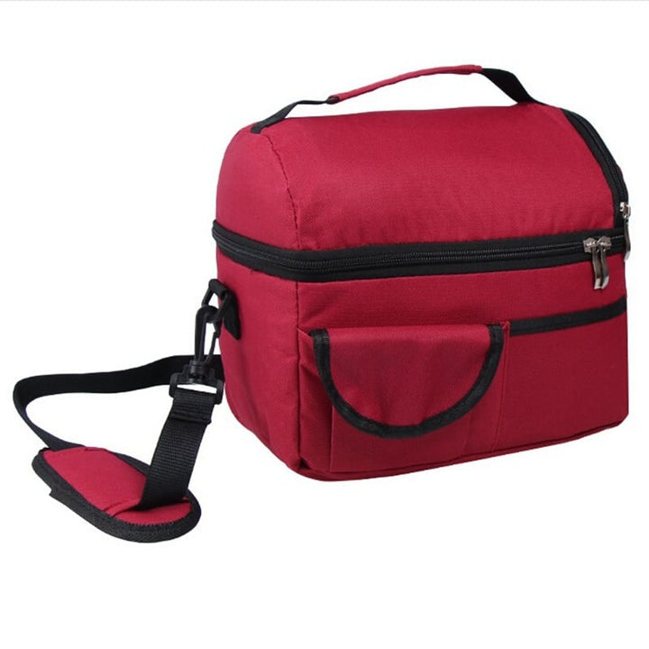 Solid Color Insulated Lunch Bag with Pockets