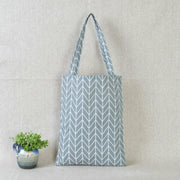 geometric print linen tote bag, view 4 - MRSLM