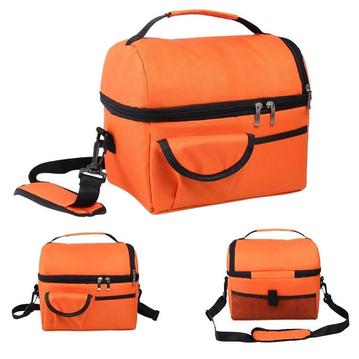 Solid Color Insulated Lunch Bag with Pockets