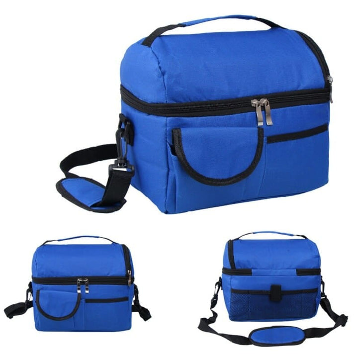 Solid Color Insulated Lunch Bag with Pockets