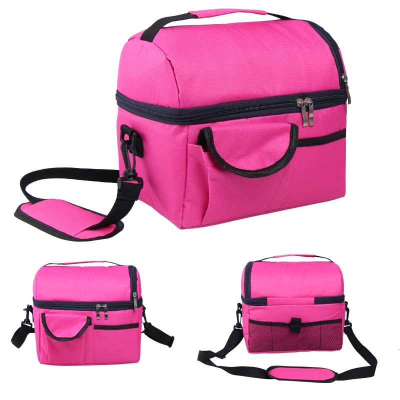 solid color insulated lunch bag with pockets, view 7 - MRSLM