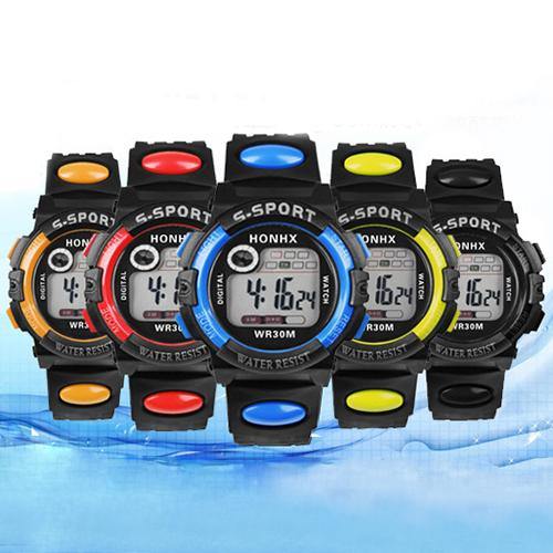 Unisex Sports Digital LED Night Light Quartz Alarm Date Rubber Wrist Watch - MRSLM