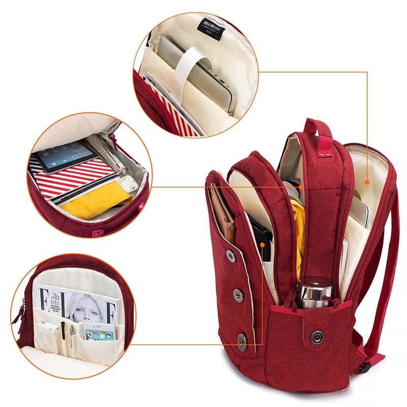 rivet detail laptop backpack, view 10 - MRSLM