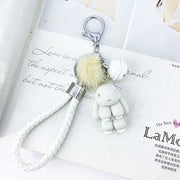 cute rabbit fluffy keychain, view 2 - MRSLM