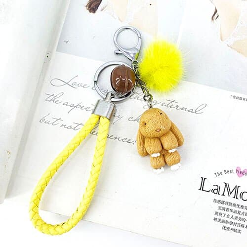 cute rabbit fluffy keychain, view 5 - MRSLM
