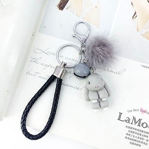 cute rabbit fluffy keychain, view 6 - MRSLM