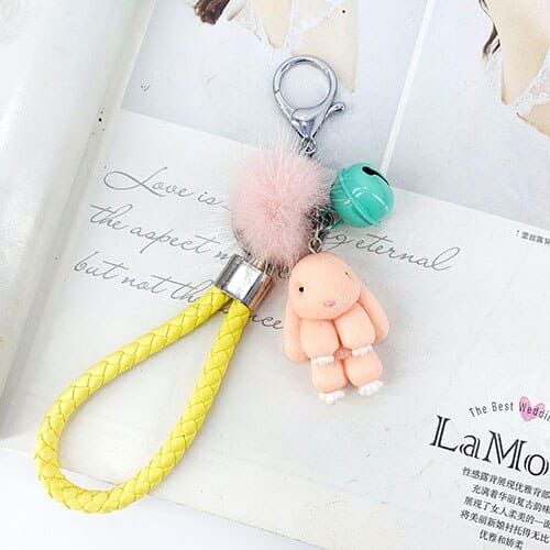 cute rabbit fluffy keychain, view 9 - MRSLM