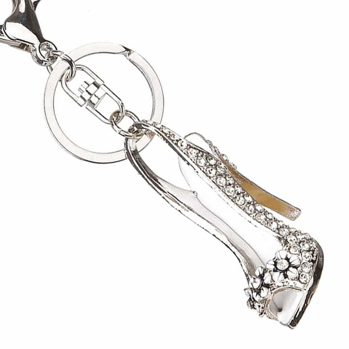 Crystal High Heel Shoe Shaped Metal Keychain