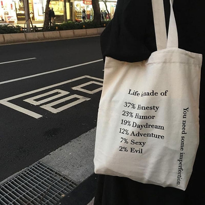 Women's Life Is Print Canvas Tote Bag