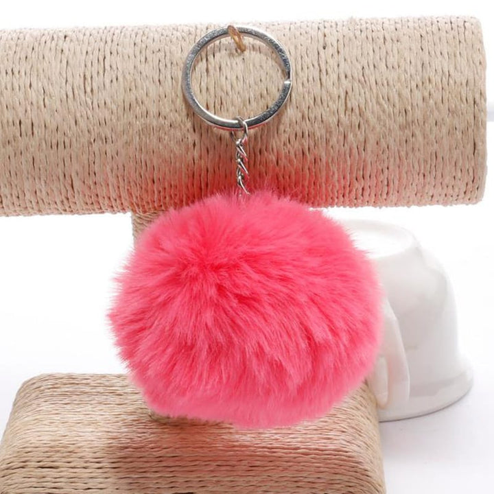 Soft Faux Fur Ball Keychains