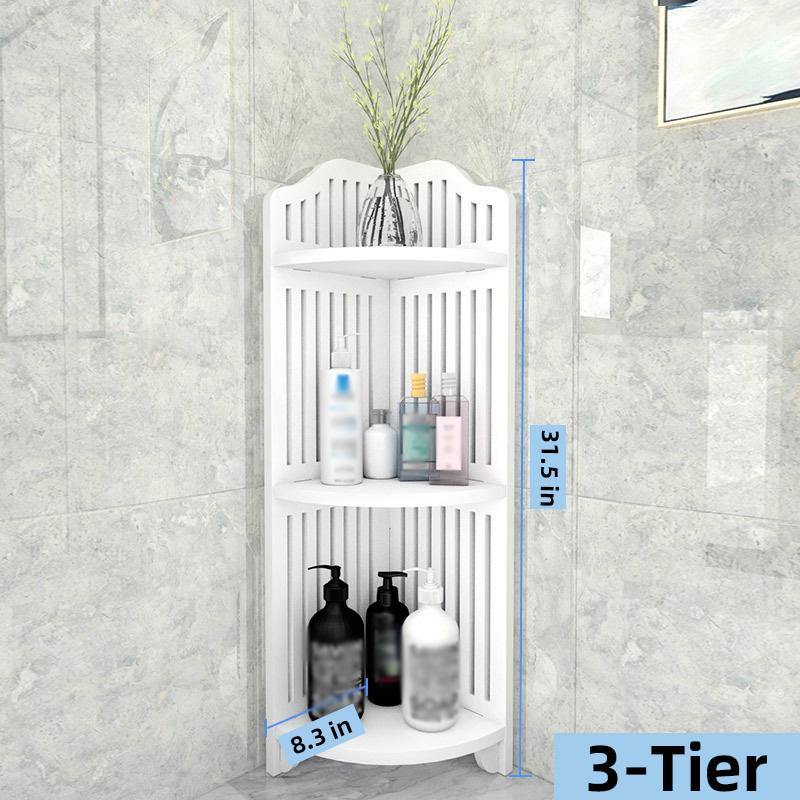 3 Tier White Bathroom Floor Storage Cabinet Shelf Shelves Free Standing for Home Bathroom Storage Rack (Type A) - MRSLM