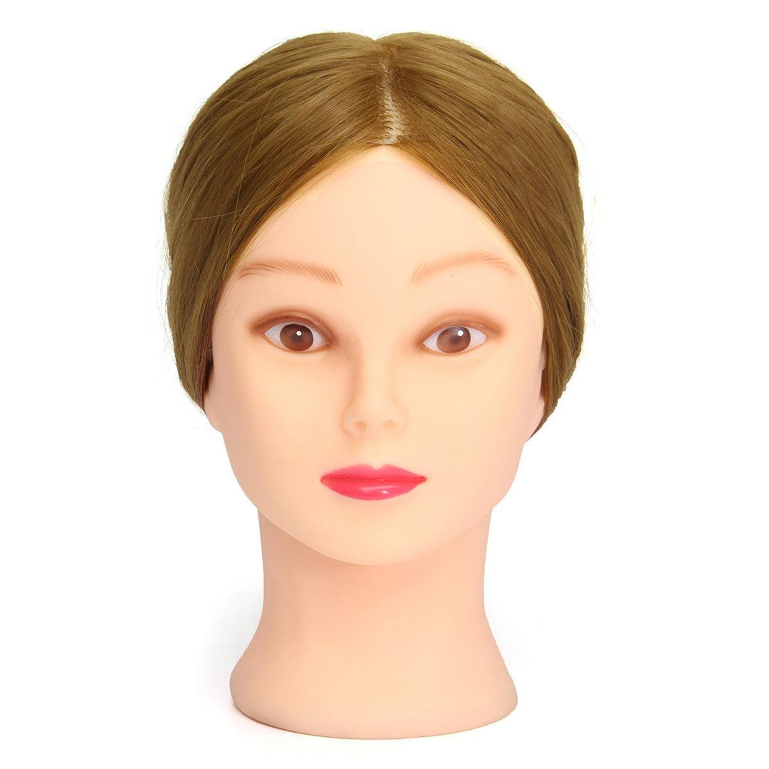 26" Light Brown 30% Human Hair Training Mannequin Head Model Hairdressing Makeup Practice with Clamp - MRSLM