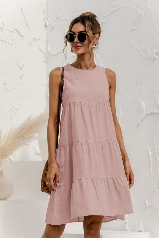 sleeveless o-neck summer dress, view 2 - MRSLM