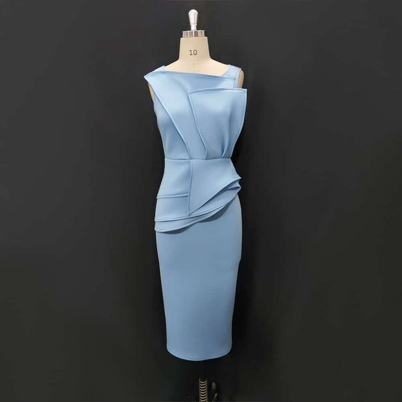 Vestido midi azul feminino sem mangas
