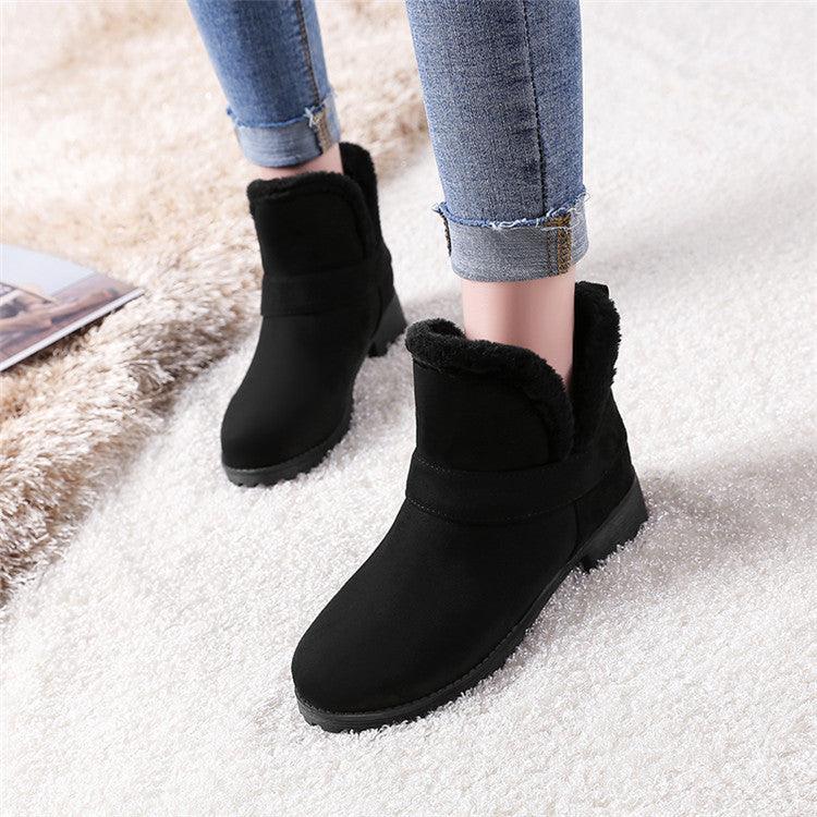Thick And Warm Round-toe Thick-heel Low-top Cotton Boots - MRSLM