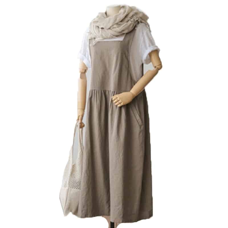 Women's Cotton Sleeveless Dress with Pockets