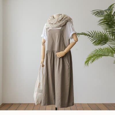 Women's Cotton Sleeveless Dress with Pockets