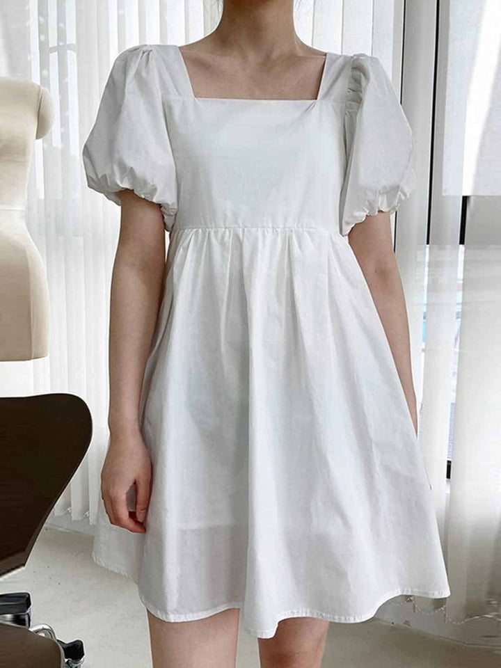 Women's Summer Casual Short Dress with Puff Sleeves