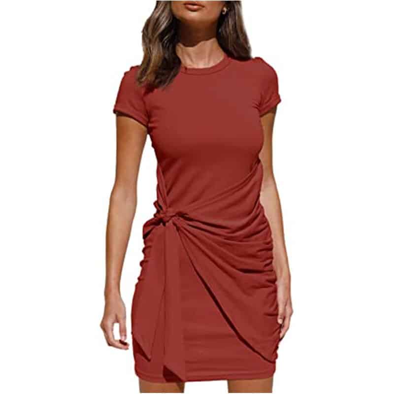 Women's Short Sleeved Wrap Ruched Dress