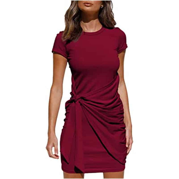 Women's Short Sleeved Wrap Ruched Dress