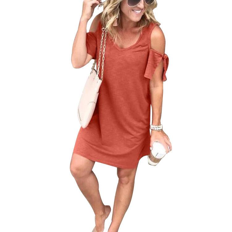 Fashion slim strapless solid color dress - MRSLM