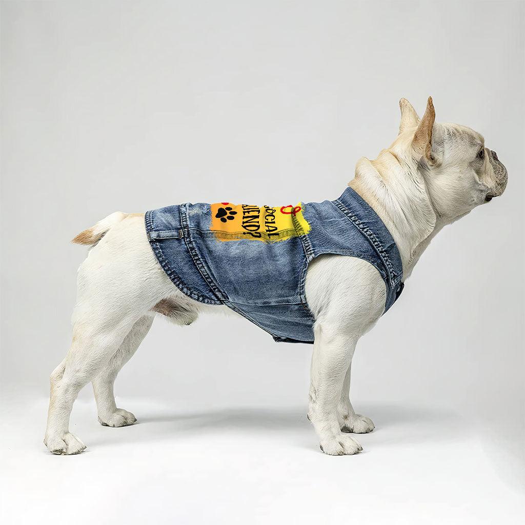 Friend Dog Denim Vest - Colorful Dog Denim Jacket - Printed Dog Clothing - MRSLM