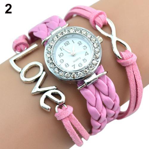 Infinity Love Charm Bracelet Bangle Rhinestone Arabic Numerals Wrist Watch - MRSLM