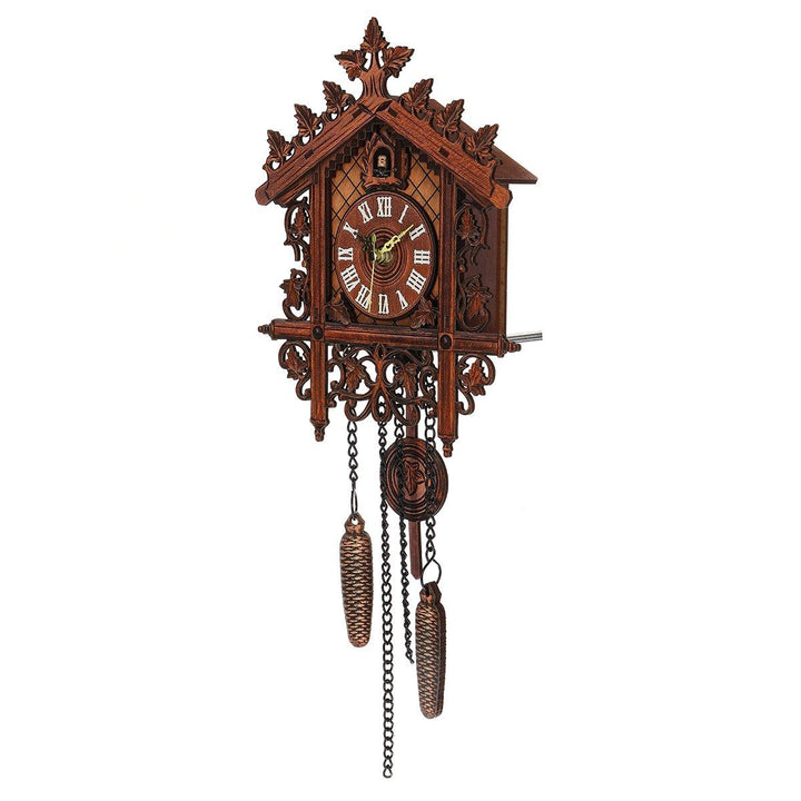 Vintage Handcraft Wood Cuckoo Wall Clock Tree House Swing Wall Clock Art Home Decorations - MRSLM