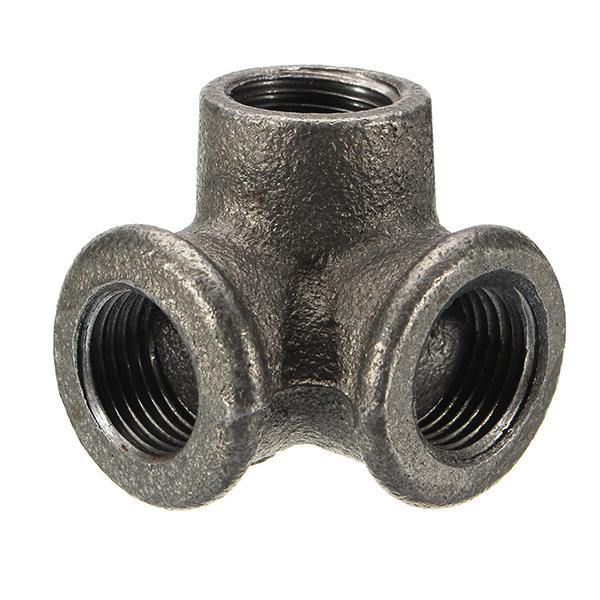 1/2" 3/4" 1" 3 Way Pipe Fittings Malleable Iron Black Elbow Tee Female Connector - MRSLM
