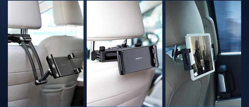 Car Tablet Phone Holder Seat Adjustable iPad Stand Car Phone Holder for Headrest 360 Rotation Mobile Phone Mount Holder - MRSLM